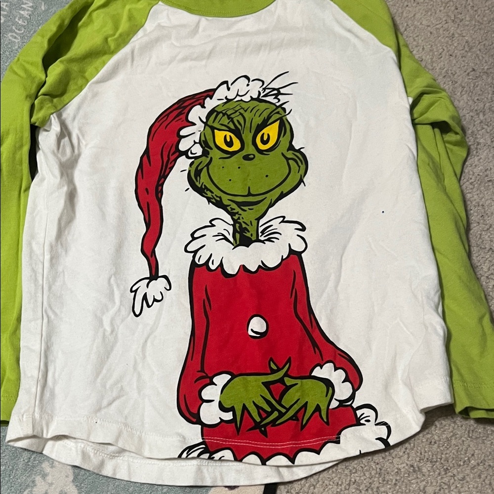 Dr. Seuss Grinch Kids Raglan Shirt - Green and White Hanna Andersson